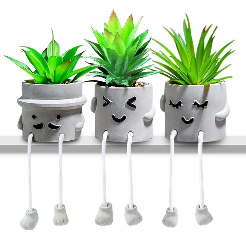 9589 Artificial Succulents Plants, Small Plants in Pots Funny Desk Faux